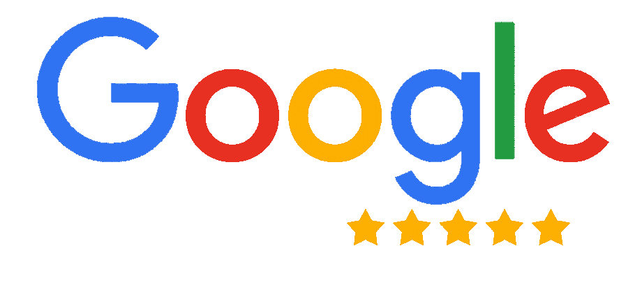 A green background with the word google and five stars.