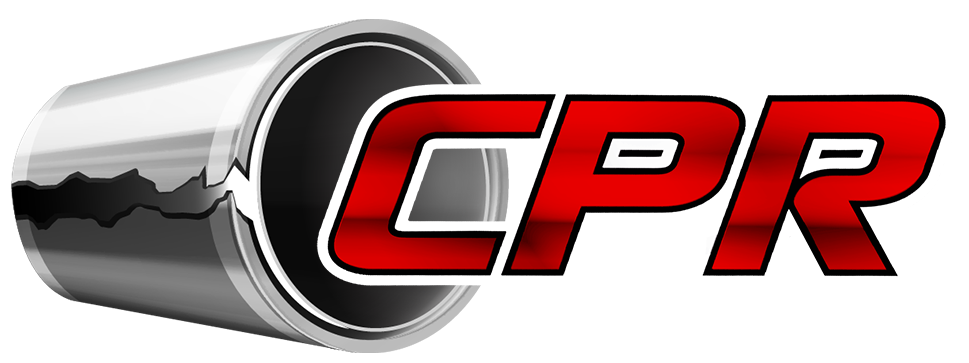 A red and black logo for the company cp.